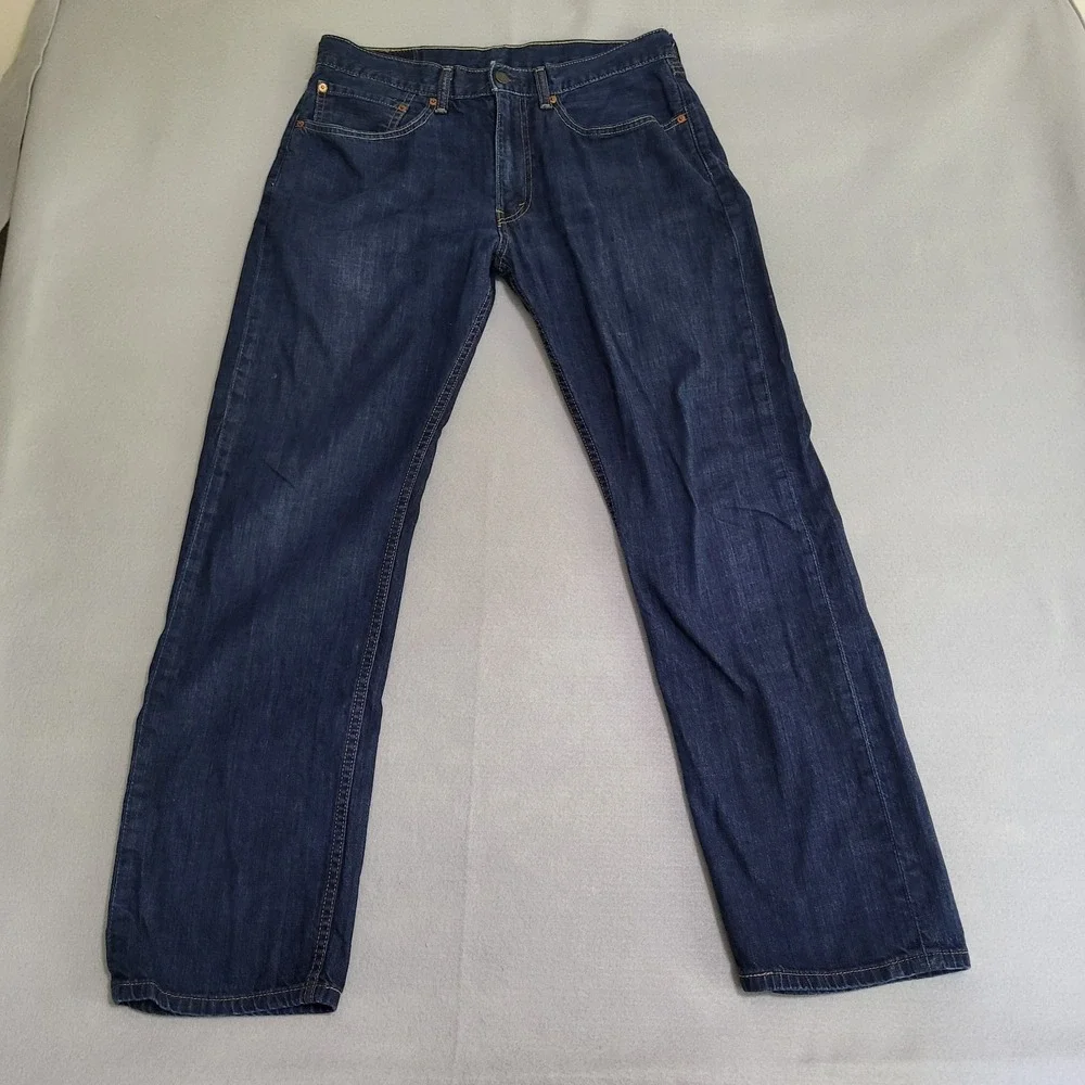 Levi's 505 Men's Denim Blue Jeans Size 34x32 Dark Wash Straight Leg